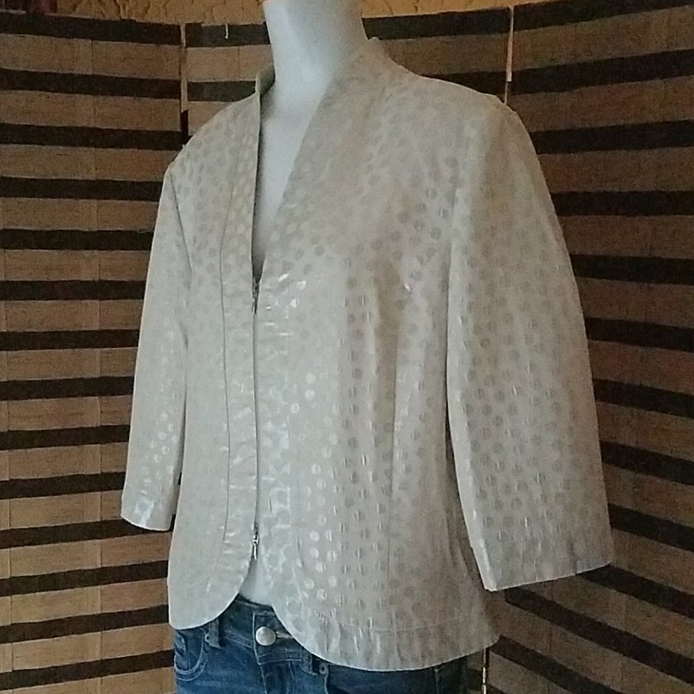 Joseph Ribkoff Gold Metallic Dot Jacket - Picture 2 of 9